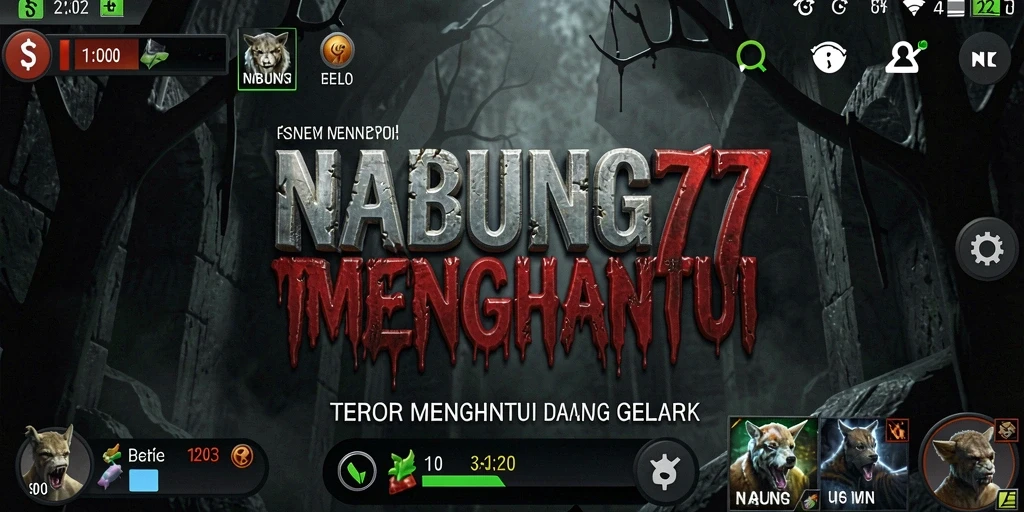Screenshot menampilkan gameplay NABUNG77 dengan suasana horror yang mencekam.