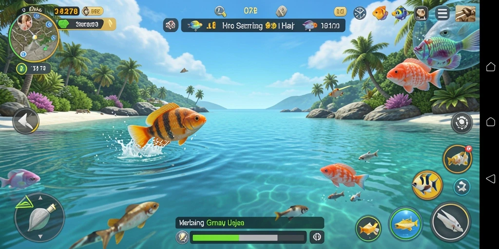 Tampilan gameplay menarik saat memancing di ORA78.