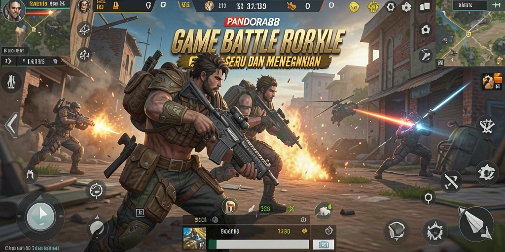 Screenshot tampilan gameplay menarik dari PANDORA88 dalam pertempuran Battle Royale.