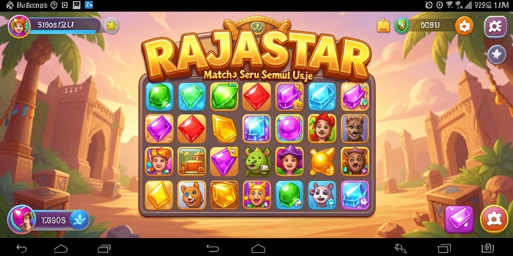 Tampilan gameplay menarik dari RAJASTAR dalam suasana Match-3.