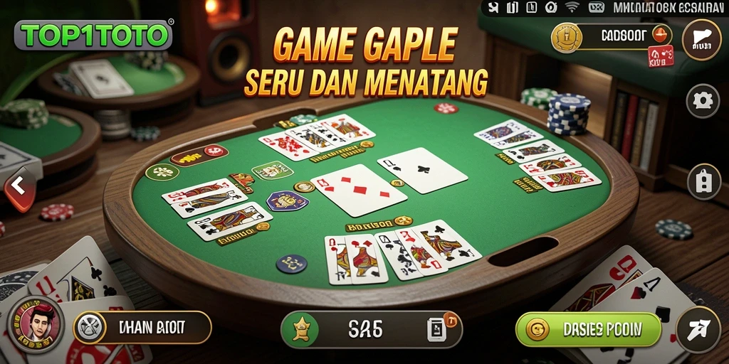 Tampilan gameplay seru Gaple di TOP1TOTO.