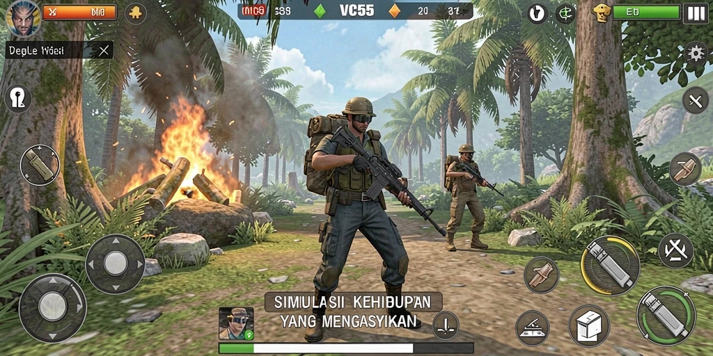 Tampilan gameplay VC55 yang penuh warna dan interaktif.