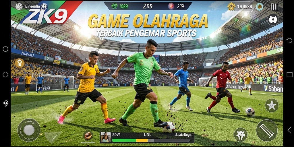 Screenshot gameplay ZK9 yang menampilkan suasana pertandingan olahraga.
